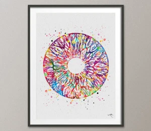 Iriskunst Aquarelldruck Augenaugenaugenoptiker Optiker Augenheilkunde Medizinische Kunst - Bild 1 von 2
