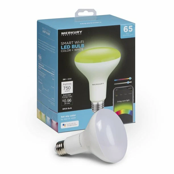 MERKURY INNOVATIONS - SMART WIFI LED BULB TUNABLE WHITE 65W, 750 Lumens (BR30) - Image 1 of 1