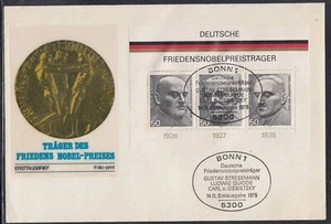 Germany Scott 1203 FDC - Nobel Peace Prize Winners - Picture 1 of 1