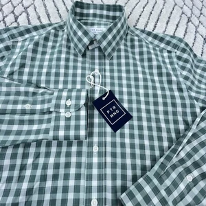 Peter Manning Shirt Men Sz 3 Green Check Button Up Everyday Dress Standard Fit - Picture 1 of 20