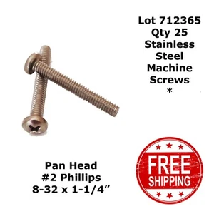 TORNILLOS DE MÁQUINA CABEZA DE PAN DE ACERO INOXIDABLE 8-32 X 1-1/4" (25) 712365 - Imagen 1 de 3