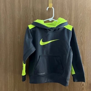 NIke Therma-Fit Toddler Hoodie | Boys 4T | Grey/Bright Green - Picture 1 of 5