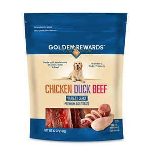 Chicken, Duck and Beef Premium Variety Jerky Treats for Dogs, 12 oz Bag - Picture 1 of 6