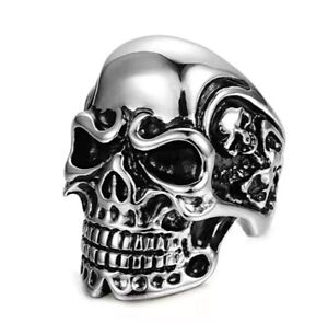 Skull Mens Ring, Solid Stainless Steel 316L Anatomical Skull Men's Ring Handmade