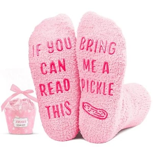 Pink Fuzzy Socks For Kids Funny Girls Pickle Gifts Pickle Socks Girls Gifts G... - Picture 1 of 6