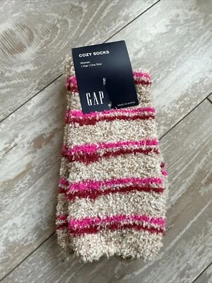Calcetines acogedores Gap para mujer talla única rosa y rojo rayas beige nuevos con etiquetas Foto 1 de 2