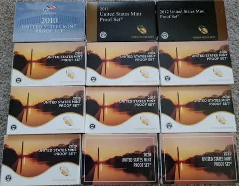 2010 - 2021 Government Issued Proof Sets Complete Set ATB Quarters Clad No 2020W Cover