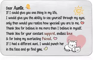 Aunt Wallet Insert Card Auntie Birthday Greeting Cards Christmas Appreciate Gift - Picture 1 of 6