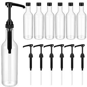 6 Pcs 25 oz Syrup Bottles with Pump Plastic Syrup Pump Dispenser Long Neck Bo... - Picture 1 of 7