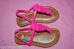 Toddler Girls Shoes HOT PINK RUFFLED T-STRAP THONG SANDALS Ankle Strap SIZE 7 - Picture 1 of 1