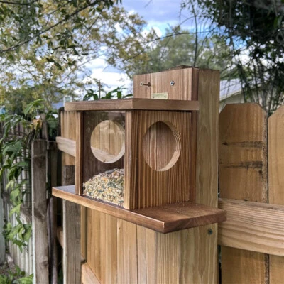 Carbonized Wood Squirrel Feeder Durable Squirrel House Box for Backyard Garden - Image 1 of 4