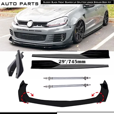 Front Bumper Lip Spoiler Splitter Side Skirt Strut Rod For Volkswagen Polo Foto 1 de 4