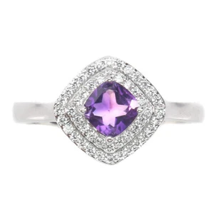 Anillo De Plata Esterlina 925 Con Amatista Púrpura Simulada De Cz De 5mm Talla 7 - Imagen 1 de 10
