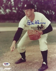 Don Larsen Signed Yankees Baseball 8x10 Photo PSA/DNA COA Star Picture Autograph - Picture 1 of 12