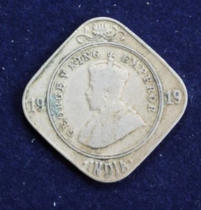 1919 India 2 Annas King George V Calcutta Mint Copper-Nickel KM 516 - Picture 1 of 4