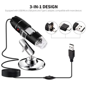 1600X USB Digital Microscope Biological Endoscope Magnifier Camera + Stand V9R2 - Picture 1 of 8