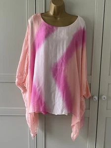Miss Sugar, sizes 14, 16, 18, 20, made in Italy silk layered summer, holiday top - Picture 1 of 12