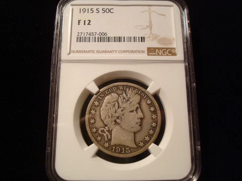 1915-S Barber Half dollar NGC graded F12 Cover