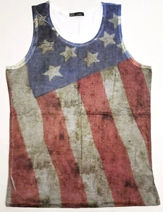 US Flag Sublimation Tank Top T-shirt Stars Stripes America Vest Men's MEDIUM New - Picture 1 of 2