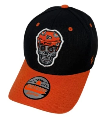 Zephyr NHL Philadelphia Flyers RARE “Skulleton” Curved Bill ADJ Hat BRAND NWT - Image 1 of 4