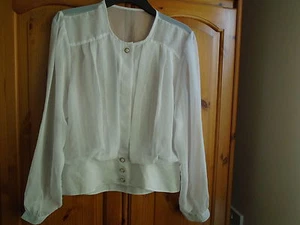 Gorgeous white sheer waist length blouse, CITI LIFE, size 14, 1980's retro - Picture 1 of 3
