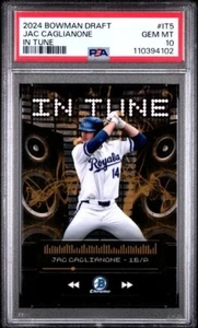 2024 BOWMAN DRAFT IN TUNE #IT5 RC SP - JAC CAGLIANONE - PSA 10 GEM MINT ROYALS - Foto 1 di 2