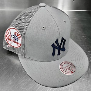 New York Yankees Alt Logo Patch Mitchell Ness Mesh Back Trucker Snapback Cap Hat - Picture 1 of 9