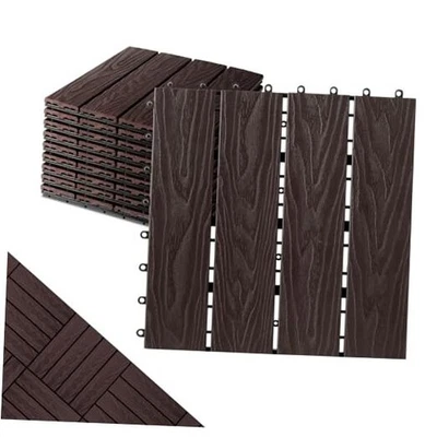 Azulejos de cubierta de enclavamiento compuesto de polímero para exteriores, 12x12 12"x12" 9 marrón oscuro Foto 1 de 4