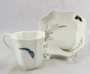 19th C Haviland & Co Limoges Butterfly Espresso Demitasse Cup & Saucer France - Picture 1 of 5