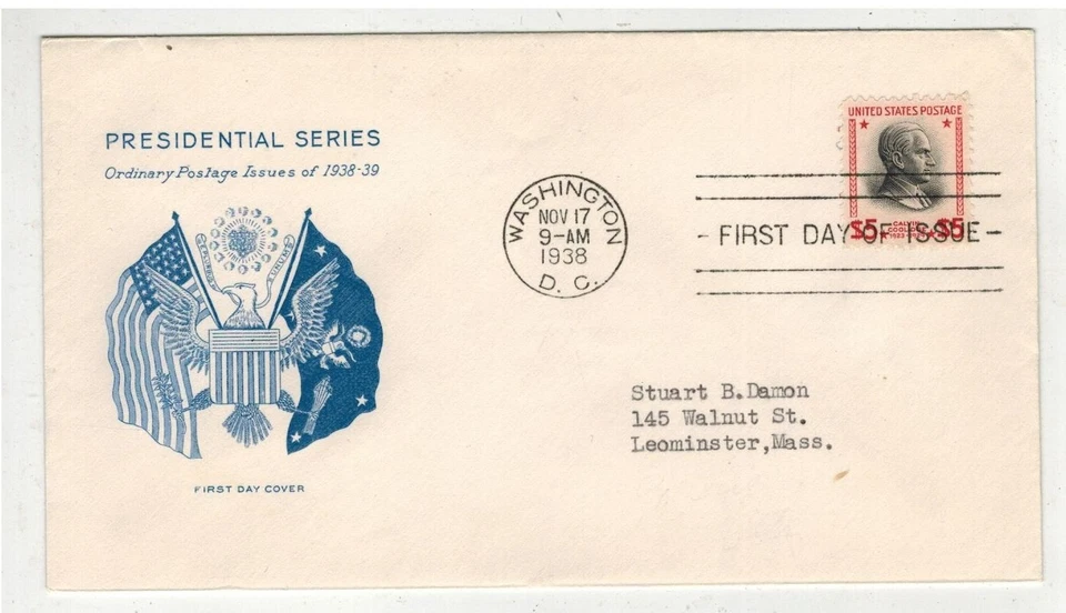 1938 PRESIDENTIAL SERIES HIGH VALUE $5 CALVIN COOLIDGE 834-42 GRIMSLAND - Image 1 of 1
