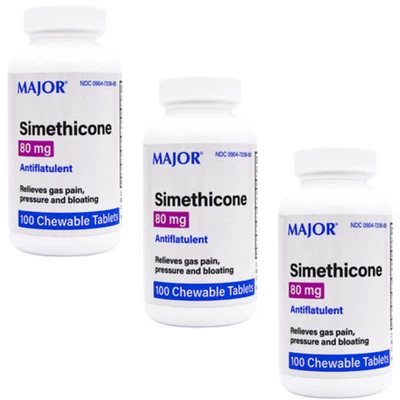 Major Simethicone 80 mg - 100 Chewable Mint Flavor Tablets | (9-2027) - 3 Pack - Image 1 of 4