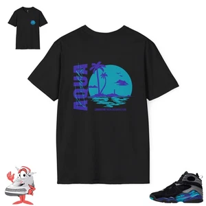 Camisa a juego para Nike Air Jordan Retro 8 Aqua Negro Púrpura Zapatilla Camiseta a juego - Imagen 1 de 9