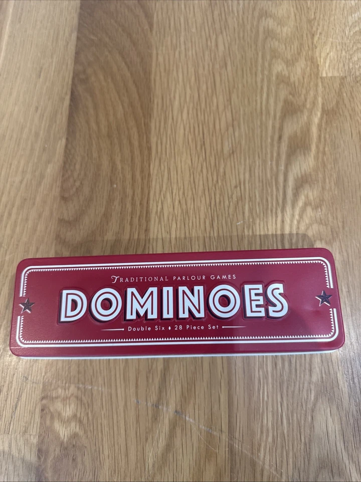Traditional Playing Cards and Dominoes Games Set in Retro Tin Case Double Six