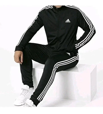 Adidas Essentials Hombre Talla M Traje de Pista GK9651 Chaqueta y Pantalones Negro/Blanco 3-S Foto 1 de 4