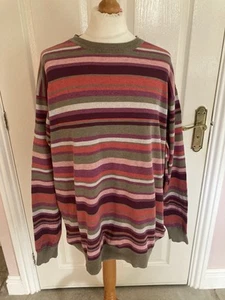 MENS VINTAGE WOLSEY COTTON JUMPER STRIPED SIZE XXL PINKS BEIGE WIPE VGC - Picture 1 of 8