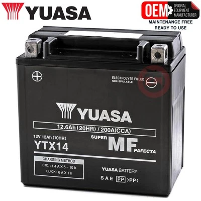 BATTERIA YTX14-BS YUASA ORIGINALE SIGILLATA BMW K 1200 R 1200 2005-2008 - Изображение 1 из 3