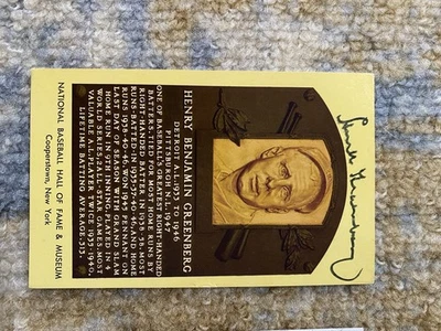 Хэнк Гринберг Detroit Tigers автограф подписанный Зал славы желтая карточка JSA - Изображение 1 из 4