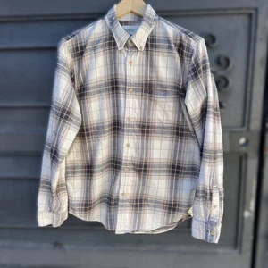 Abercrombie Fitch uomo media morbida flanella a quadri check con bottoni blu beige L/S - Foto 1 di 10