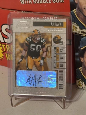 AJ Hawk RC AUTO 2006 Contenders Rookie Autograph Card Green Bay Packers Buckeyes - Image 1 of 4