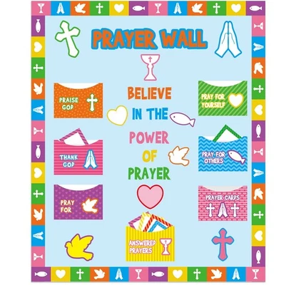 184 Pcs Prayer Wall Bulletin Board Set Cork Board Religious Decor Rainbow Chr... - Image 1 of 4