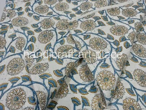 Unique Indian Cotton Hand Block Print Kantha Handmade King Size Bedspread Quilt - Picture 1 of 5