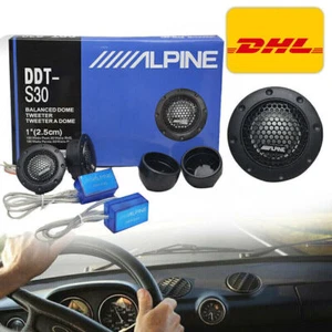 2x Alpine Hochtöner Auto 4 Ohm Lautsprecher Tweeter Dome Frequenzweichen 1 Paar - Bild 1 von 10