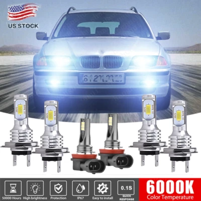 For BMW 328i 2007-2016 Bulbs Car LED Headlight Hi/Low Beam + Fog Lamps 6000K 6X - Image 1 of 4
