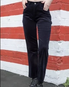 John Galt Brandy Melville Navy Blue High Waist Corduroy Cargo Pants - Picture 1 of 4