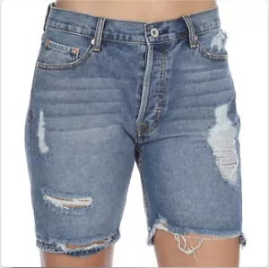 NWT UMGEE Damas Distressed Denim Novio Pantalones Cortos Talla 26 27 28 29 30 32 - Imagen 1 de 6