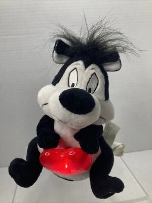 Gemmy PEPE LE PEW Talk Music 8 дюймов Плюшевый Skunk Looney Tunes Light-Up Heart 2004 - Изображение 1 из 4