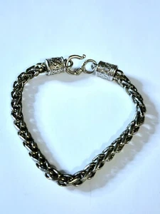Vintage 925 schwarz Silber Drachenknochen geflochtenes Armband (#198) - Bild 1 von 3