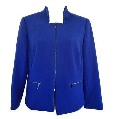 Etcetera Womens Zip Up Blazer Jacket Business Size 4 Electric Blue Formal - Image 1 of 4