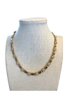 Butler 17 Inch Gold Tone Necklace With Clustered Clear Crystals Elegant Classy - Picture 1 of 7