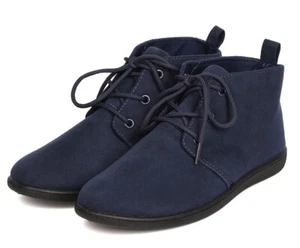 Women's Desert Boots Faux Suede Round Toe Lace Up Shoes High Top Ankle Booties - Picture 1 of 43